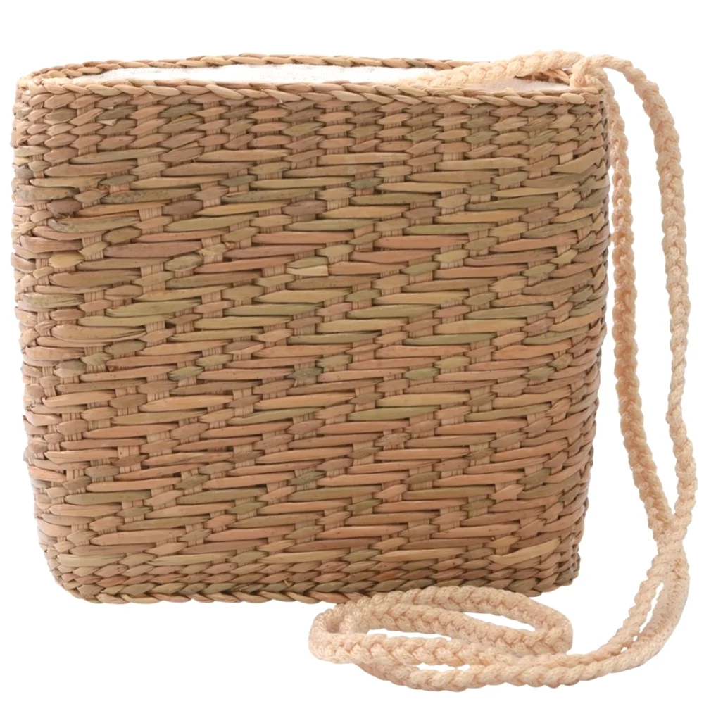 Eco Friendly Reed Handwoven Shoulder Bag with Nylon Handle (2.75x6.29x5.90) NWT - Picture 1 of 8
